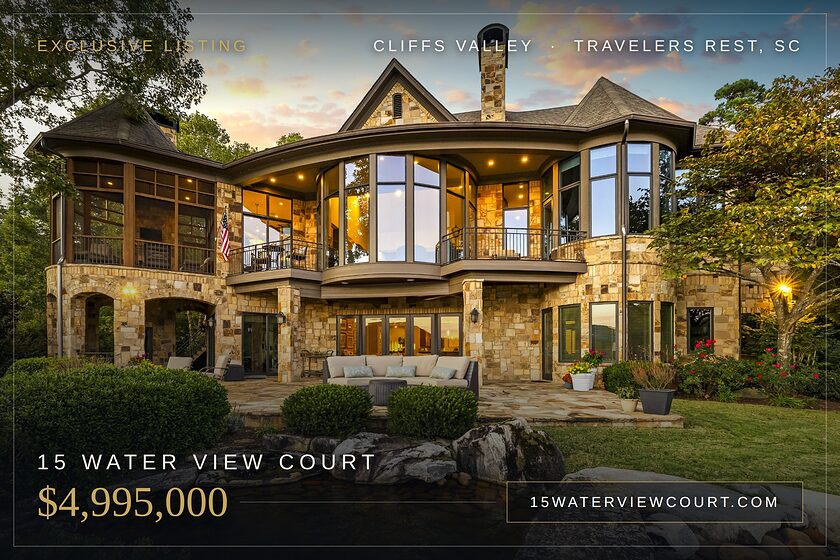 15 Water View Court, Cliffs Valley, Travelers Rest SC. Offered at $4,995,000.