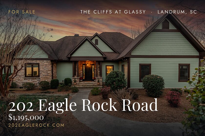 202 Eagle Rock Road, The Cliffs at Glassy, Landrum SC. Offered at $1,195,000.